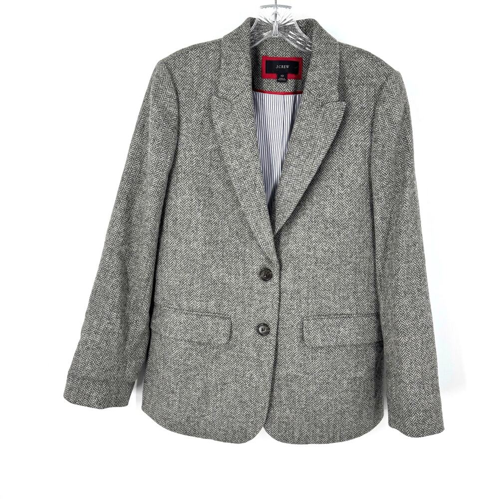 J. Crew Sommerset Blazer 10 Moon British 100% Wool Herringbone Gray Old Money